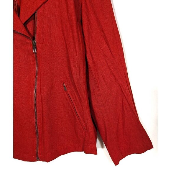 Chadwicks of Boston Linen Blend Burnt Orange Moto Jacket Shacket Plus Size 2X - Picture 5 of 7